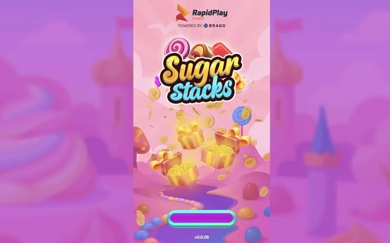Sugar Stacks - ecranul de încărcare cu logo-ul RapidPlay Games